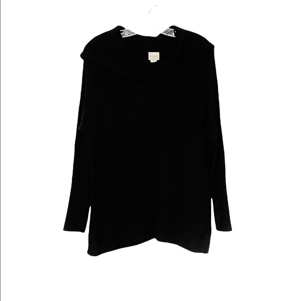 Chico’s Black Heavy Knit Mock Neck Sweater Size 1